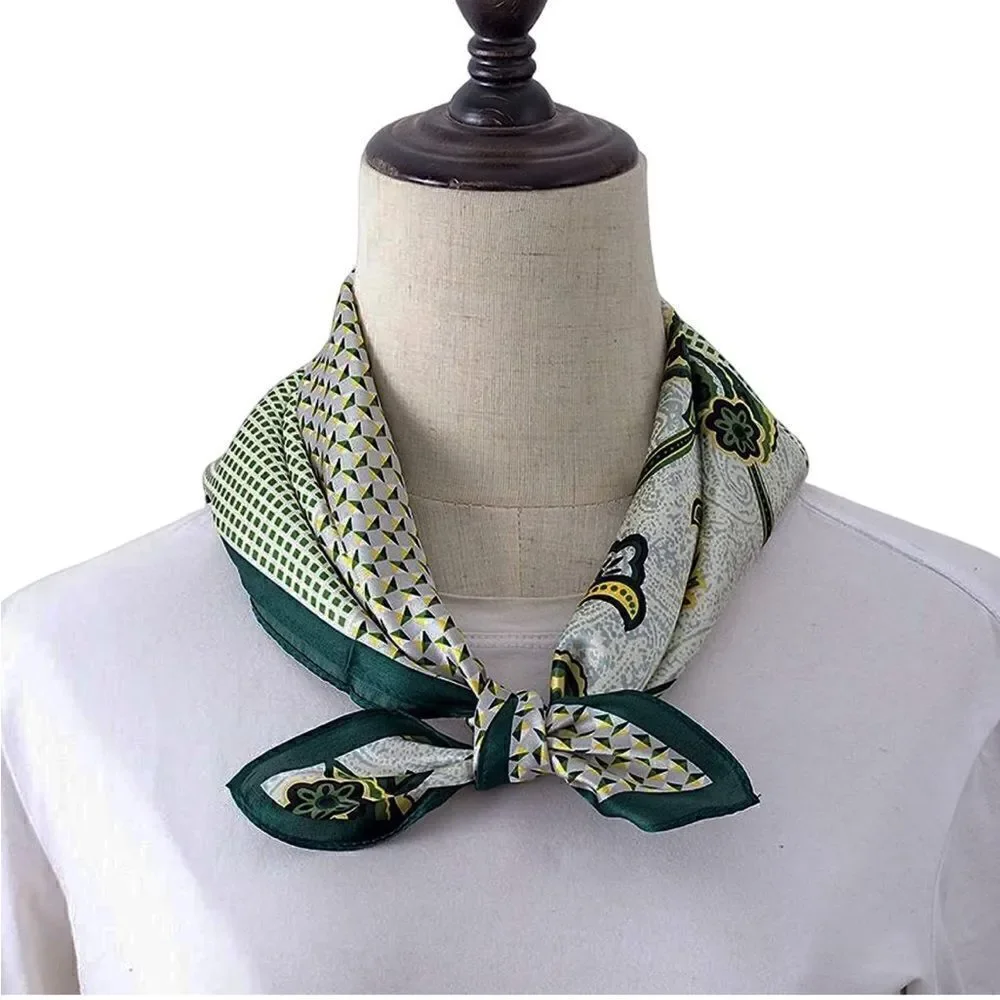 Green Paisley Silk Scarf